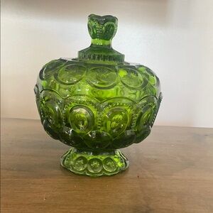Emerald Green Glass Lidded Bowl